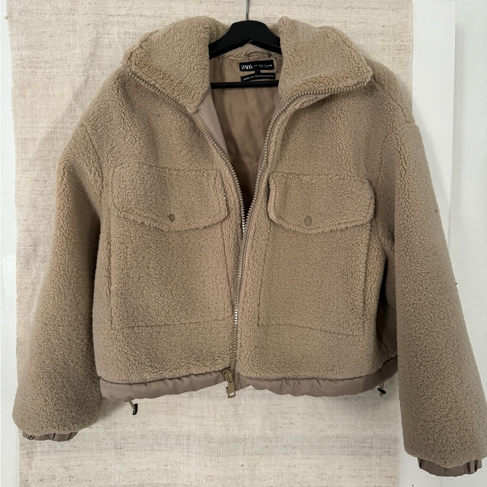 Zara cropped teddy jacket